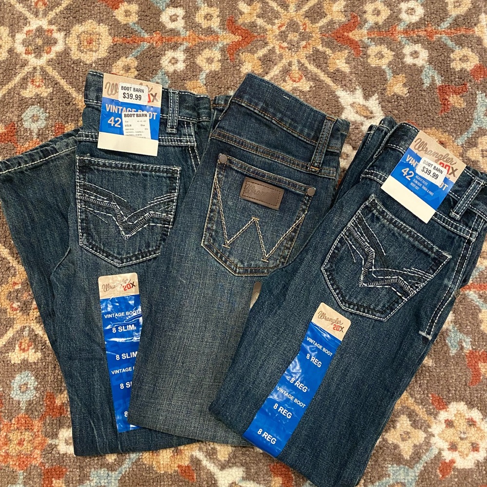 Girls Wrangler Kids' Dark Blue Jeans Size 8/8 Slim NWT Bundle